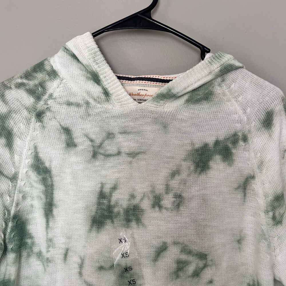 Vintage Weatherproof Green Tie Dye V-neck Hoodied Sweatshirt XS, NWT - Picture 3 of 9